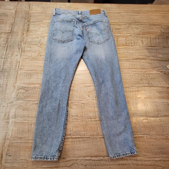 Levis 512 Premium Big E Jeans Mens 30x27 Stretch Blue Denim Slim Leg Distressed - Picture 11 of 12